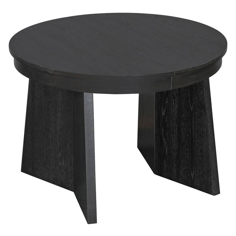 5-Piece Round Dining Table Set For 4,Retro Extendable Dining Table Set With 4 Upholstered Chairs,Kitchen Table And Chairs