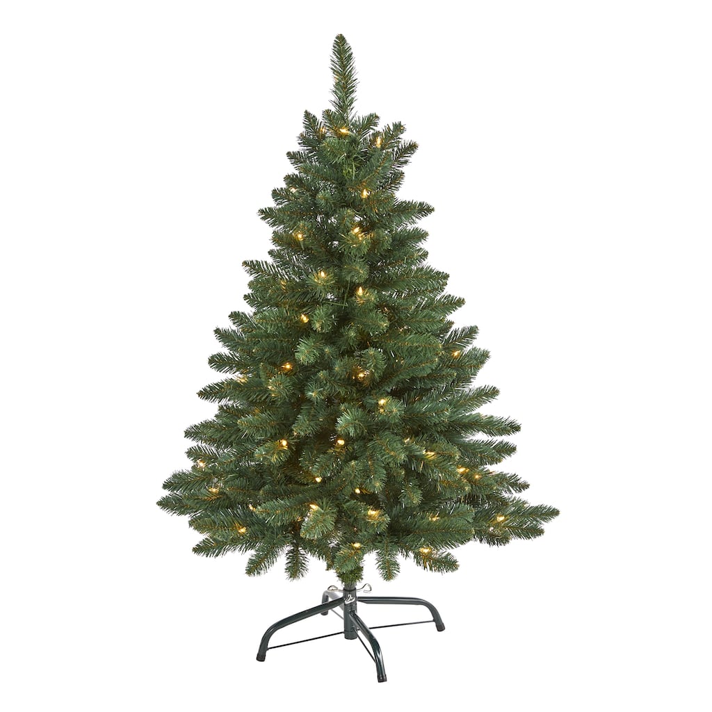 4’ Pre-Lit Northern Rocky Spruce Artificial Christmas Tree, Clear LED Lights - 4 Foot