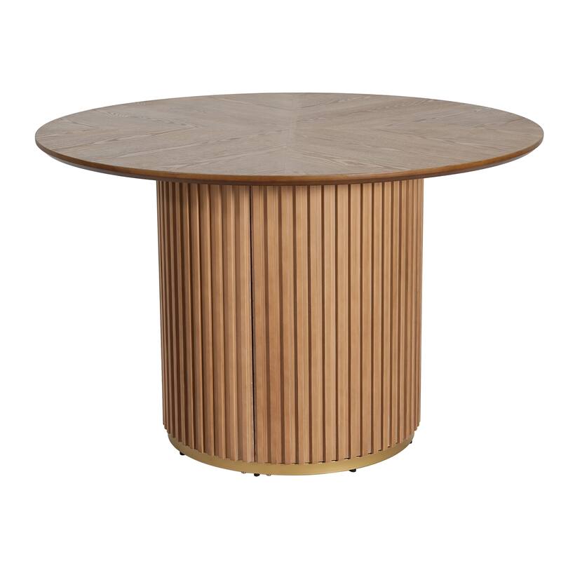 Christopher Knight Home - Mid-Century Modern 5-Piece Round Pedestal Dining Set with Upholstered Armless Dining Chairs