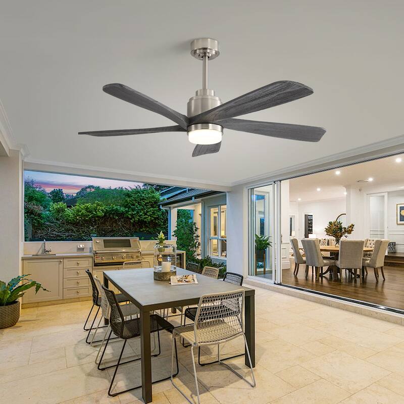 52 Inch Wood Blades Ceiling Fan with Light,3 CCT LED,Remote and APP Control-Farmhouse, Modern, Contemporary - 52 inches