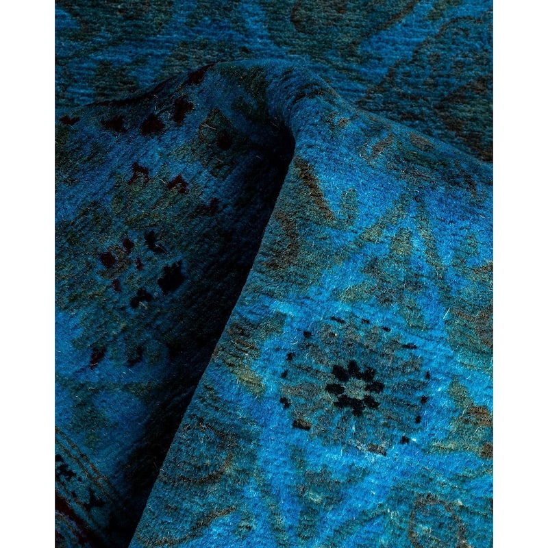 Fine Vibrance One-of-a-Kind Hand-Knotted Runner Rug - Blue, 2' 6" x 11' 1" - 2' 6" x 11' 1"
