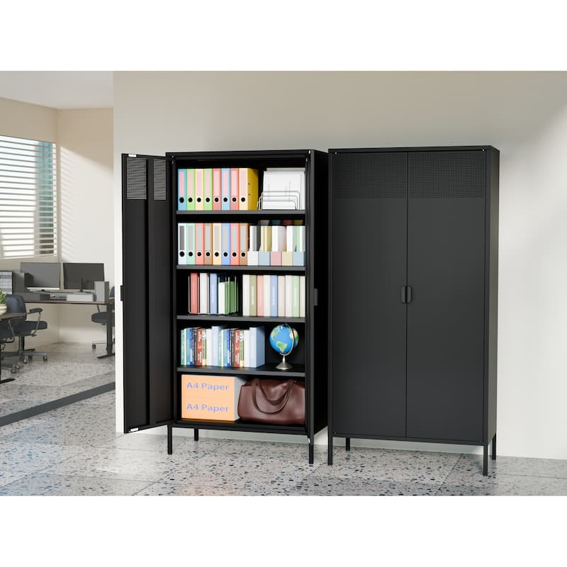 71 Inches High Metal Storage Locker With 4 Adjustable Shelves And 5 Tiers, Suitable For Homes And Offices
