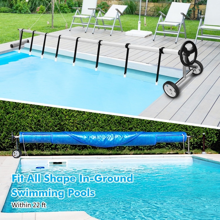 22 Ft Pool Cover Reel Set Aluminum In-ground Swimming Solar Cover Reel -  23 x 24.5 (W x H) - On Sale - Bed Bath & Beyond - 32201018