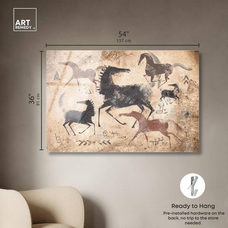 Cave Drawing Horses Acrylic by Art Remedy, Ready to Hang