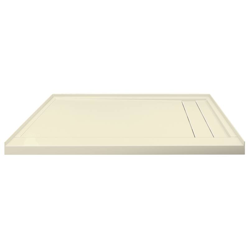 Transolid Linear 60" x 32" Alcove Shower Base with Right Hand Drain - 60" x 32" - 60" x 32" - Biscuit
