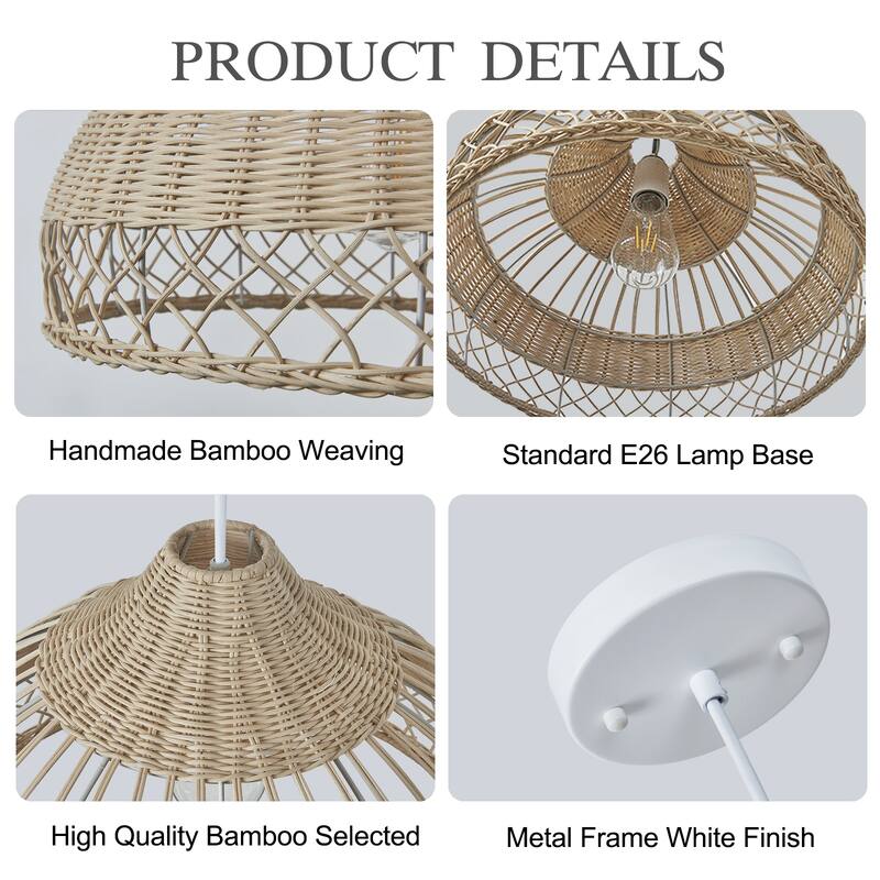 1-Light 16" Handmade Natural Vine Pendant Light,No Bulb Included