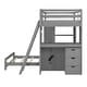 preview thumbnail 16 of 18, Twin Over Twin Bunk Bed with Desk, LED Light and USB Ports, Solid Wood Bunk Bed Frame with Storage Drawers and Bookcase Shelves