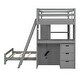 preview thumbnail 16 of 34, Twin Over Twin Bunk Bed with LED Lights & USB Ports, Grey, with Storage