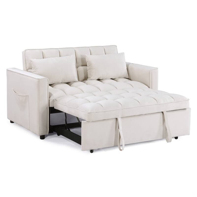 Modern 68" Length Tufted Convertible Loveseat Sleeper Sofa Bed - 68"L x 55"W x 20"H