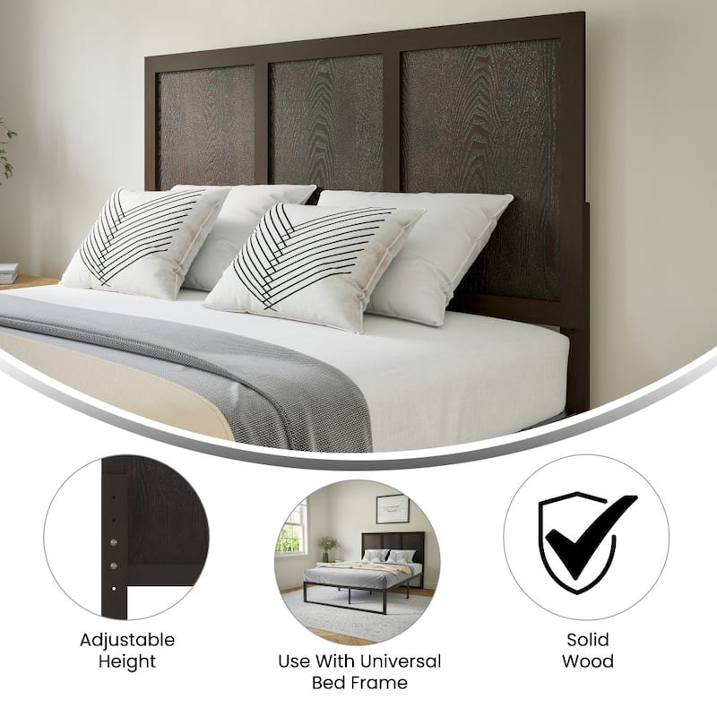 Contemporary Paneled Wooden Headboard Only