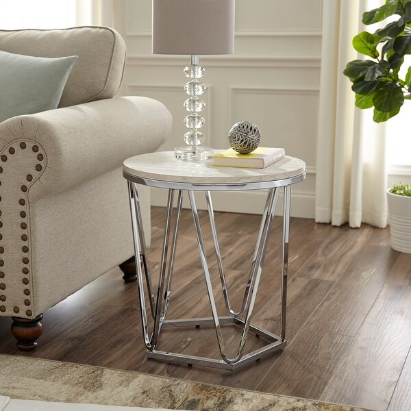Silver orchid henderson round faux stone cocktail clearance table