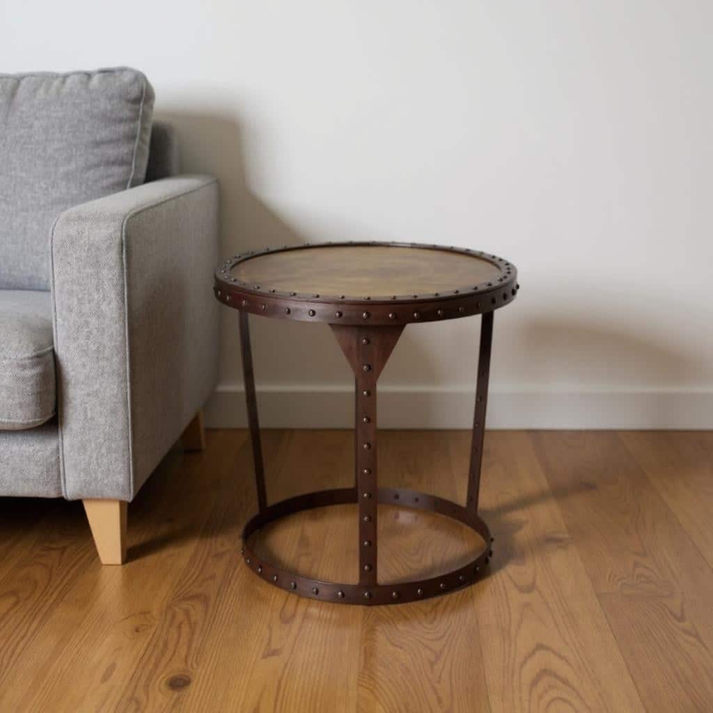 HomeRoots 24" Copper and Bronze Metal Round Pedestal End Table - 24.00 in. x 24.00 in. x 24.00 in.