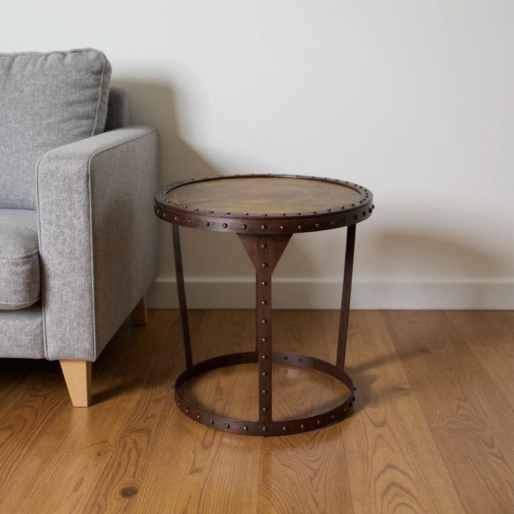 HomeRoots 24" Copper and Bronze Metal Round Pedestal End Table - 24.00 in. x 24.00 in. x 24.00 in.
