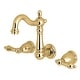 preview thumbnail 6 of 7, Heritage Two-Handle 3-Hole Wall Mount Bathroom Faucet Polished Brass