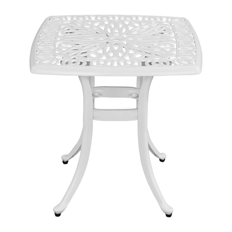 Patio 21" Cast Aluminum Dining Table with Umbrella Hole - White