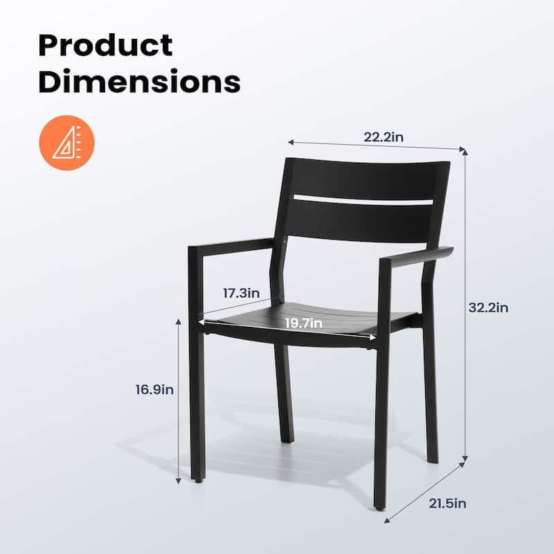 Outdoor Patio Dining Chairs Set Aluminum Stackable Armchair - N/A