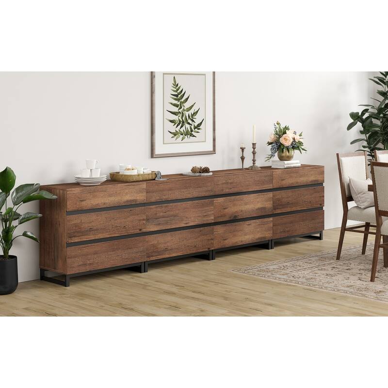 WAMPAT 4 in 1 Multifunctional Sideboard Buffet Cabinets, Modern Sideboard with 12 Drawers, Accent Storage Cabinet Table