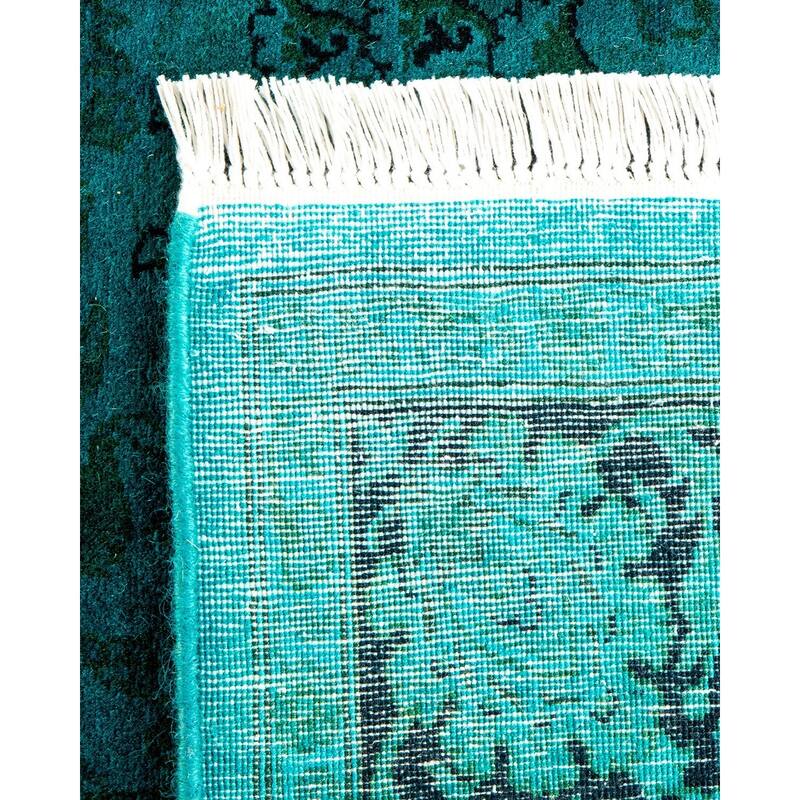Overton Hand Knotted Wool Vintage Inspired Modern Contemporary Overdyed Blue Area Rug - 3' 2" x 5' 0"