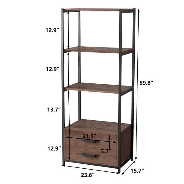 Bookcase Standing Shelf Unit Storage Organizer with 4 Open Storage