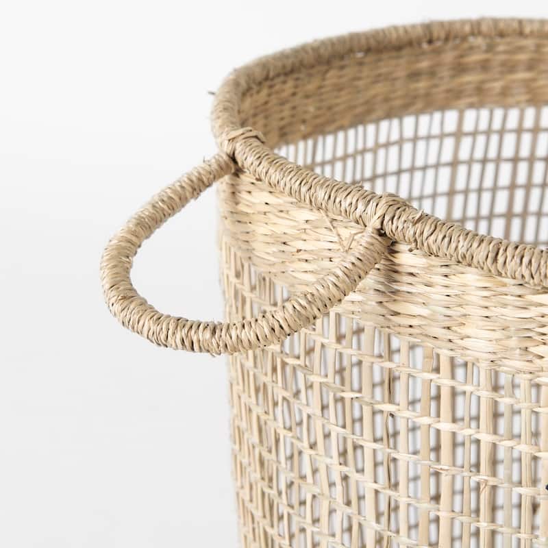 Bowie Medium Brown Seagrass Round Baskets (Set of 3) - 19.7"W x 19.7"D x 19.7"H