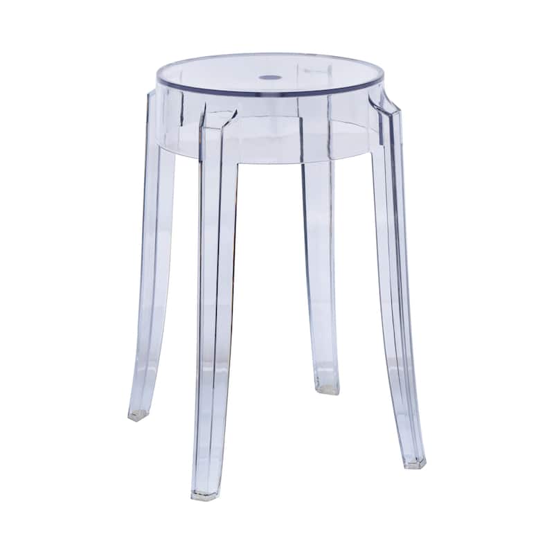 LeisureMod 18" High Backless Acrylic Counter Stool with Round Seat and Foot Rest for Home Dining Room and Kitchen - 18.1"