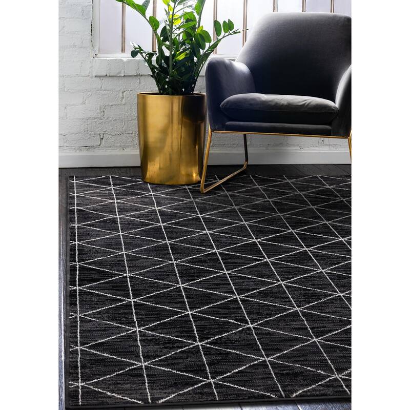 Florence Grey Cream Tri-Structure Rug - 5'3" x 7'4" - Dark Grey
