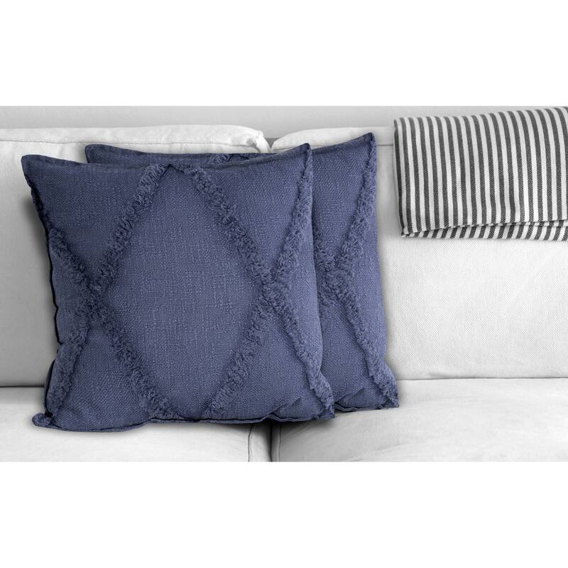 Heartham Set of 2 Contemporary Diamond Cotton Throw Pillow Covers, 20" x 20", 2 PCS (Covers Only) by Sevita