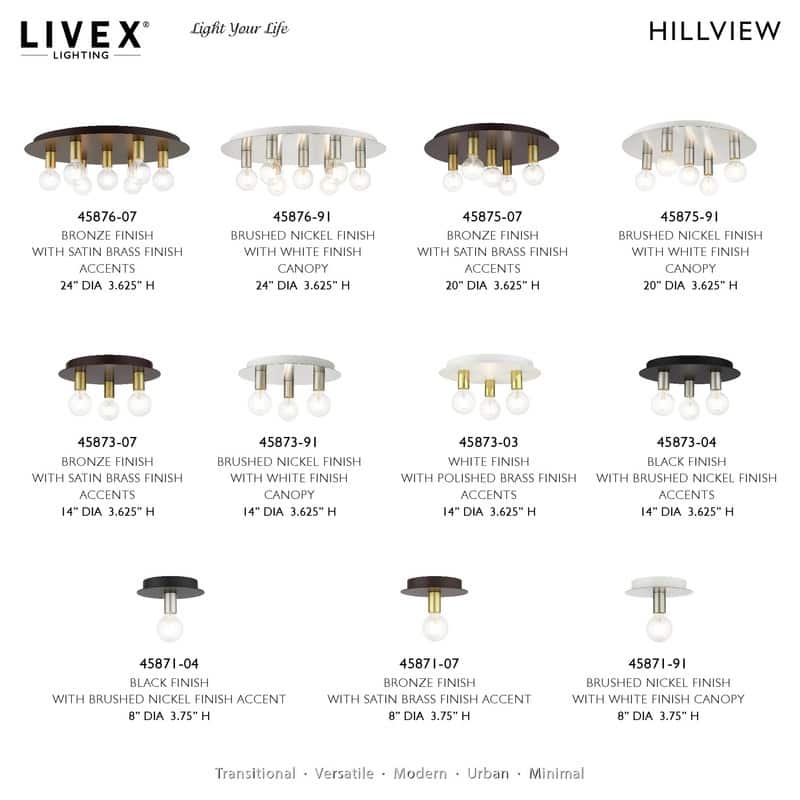 Livex Lighting 7-light Brushed Nickel Flush Mount, 45876-91 - 24" Dia x 3.625" H