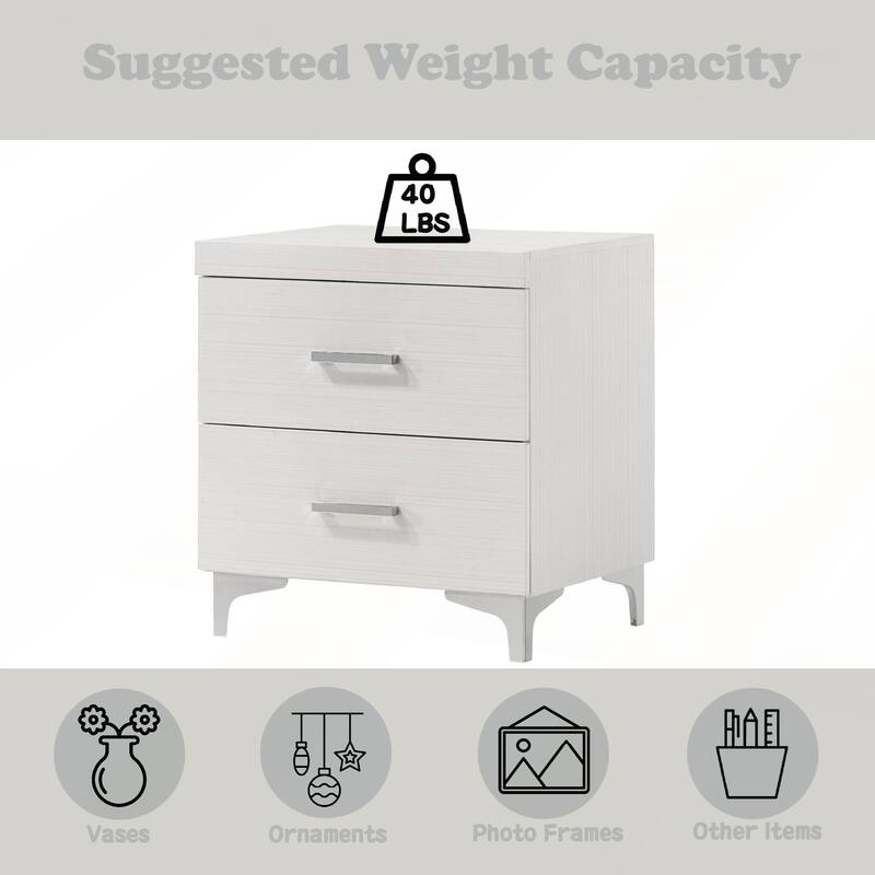 White Finish Nightstand with Dovetail Drawers and Metal Glides for Enhanced Durability and Storage