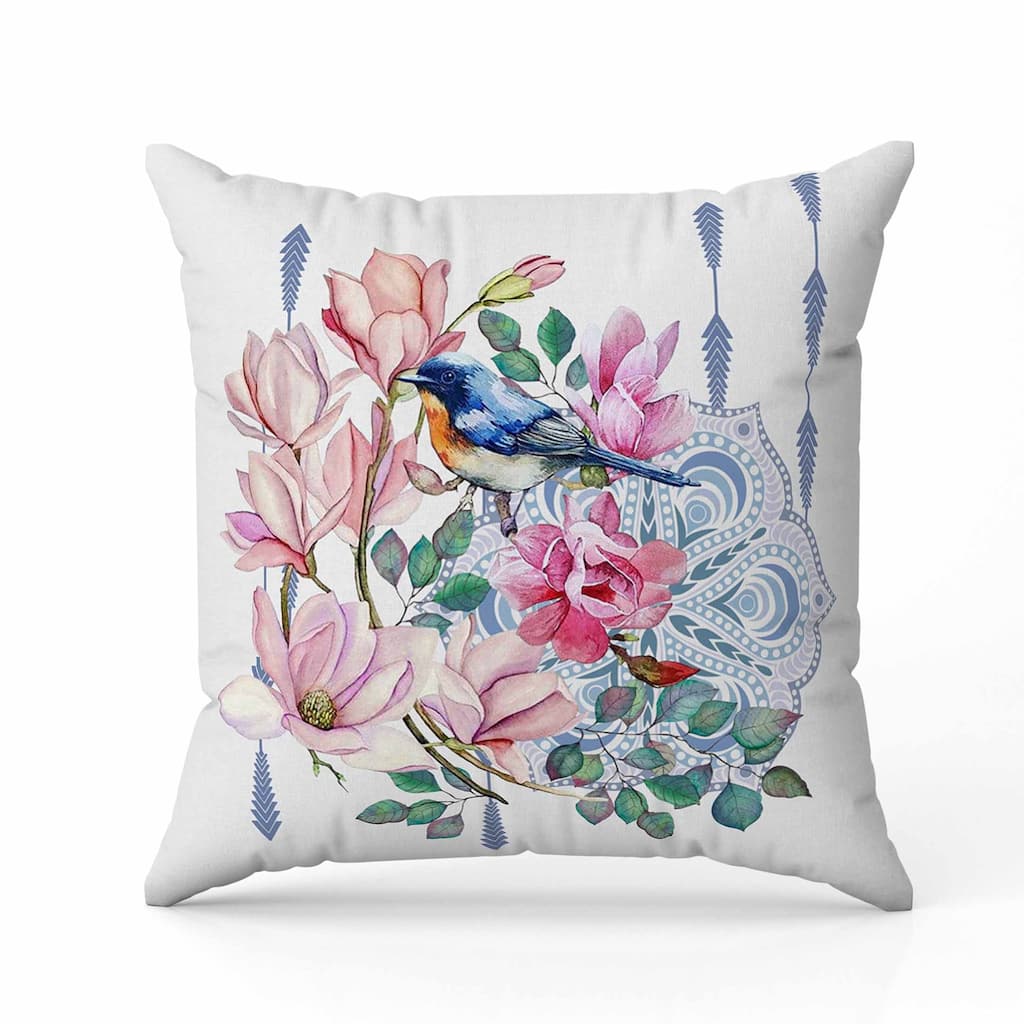 Songbird Flora Fusion Faux Suede Reversible Throw Pillow Blue and Pink