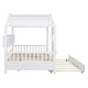 preview thumbnail 12 of 34, Playhouse Design Full Size House Wooden Bed With Trundle, Modern Design for Kids with Storage Shlef-White