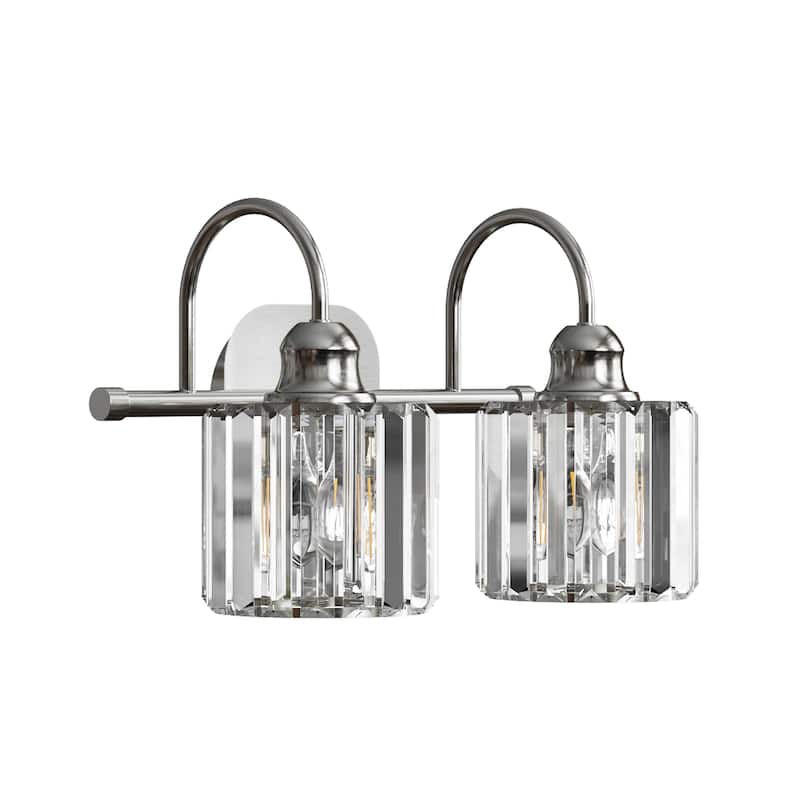 ExBrite Modern Rose Gold Dimmable Bathroom Crystal Vanity Lights - Silver - 2-Lights