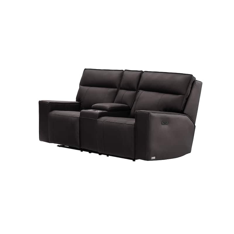 Abbyson Layton Top Grain Leather Dual Power Reclining Loveseat