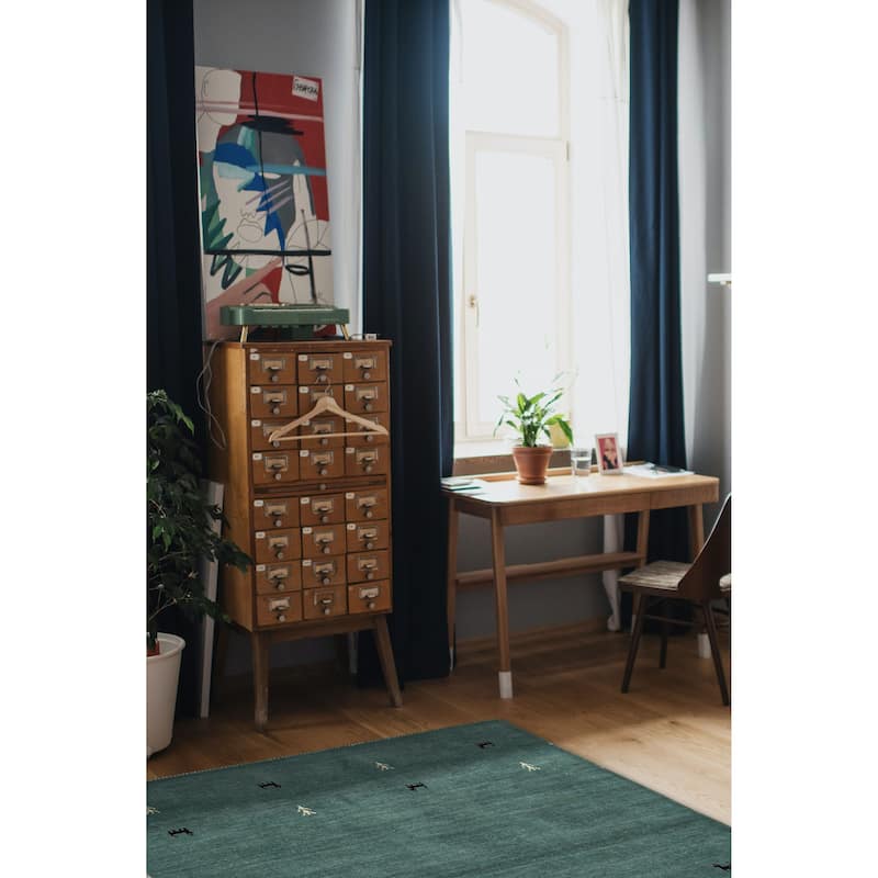 Kashkuli Gabbeh Turquoise Rug 4'0" x 3'11" - 4'0 x 3'11