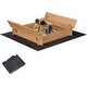 preview thumbnail 1 of 6, Kids Wood Sandbox with Cover, Spacious Outdoor Play Area with 2 Bench Seats for Ages 3-8
