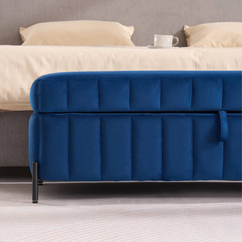 49.2"W Modern Storage Bench,Bedroom Ottoman Bench with Metal Legs