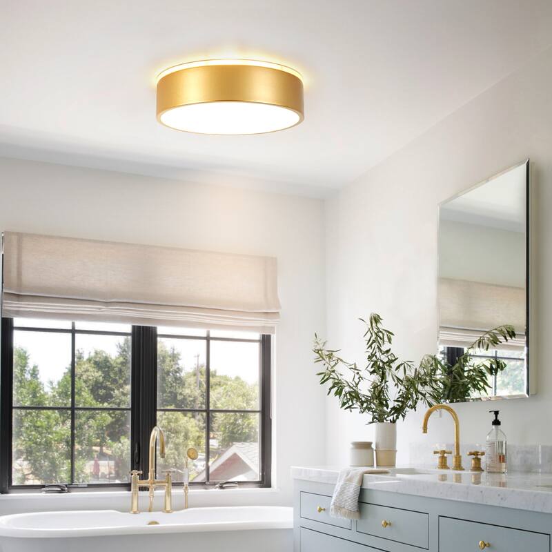 11.81 in. Modern Drum Metal Integrated LED Flush Mount Ceiling Light