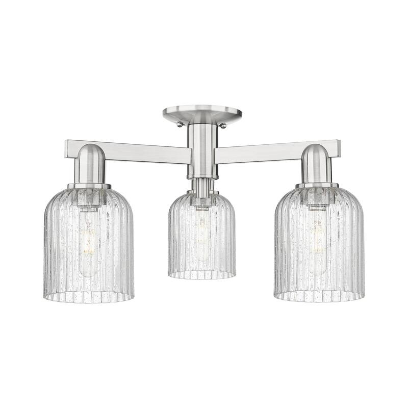 Innovations Lighting 716-3F-11-23 Bridal Veil Semi-Flush Bridal Veil 3 - Brushed Satin Nickel / Seedy