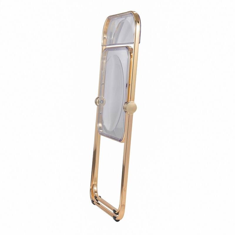 Lawrence Modern Foldable Transparent Acrylic Gold Chrome Folding Chair for Multipurpose Spaces Set of 4 - 30"