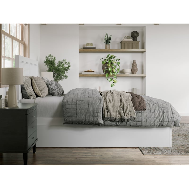 Platform Bed with Trundle Twin XL - Old World Style Bed Frame, White Finish