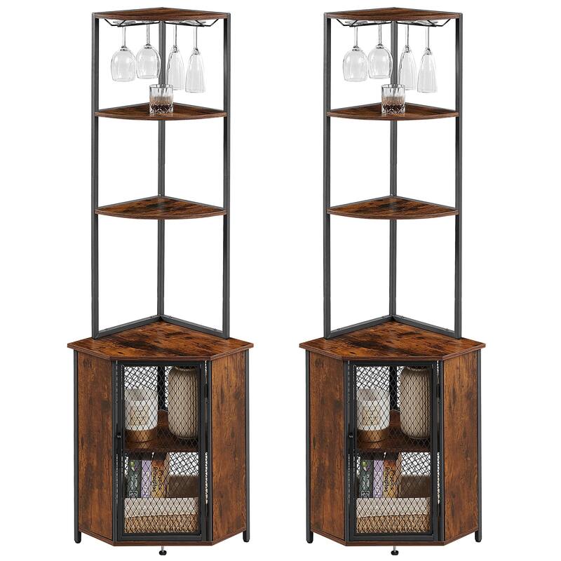 VECELO 5-Tier Corner Cabinet, Tall Storage Shelf, Bookshelf Display Shelves Rack for Living Room, Kitchen, Balcony, Small Space