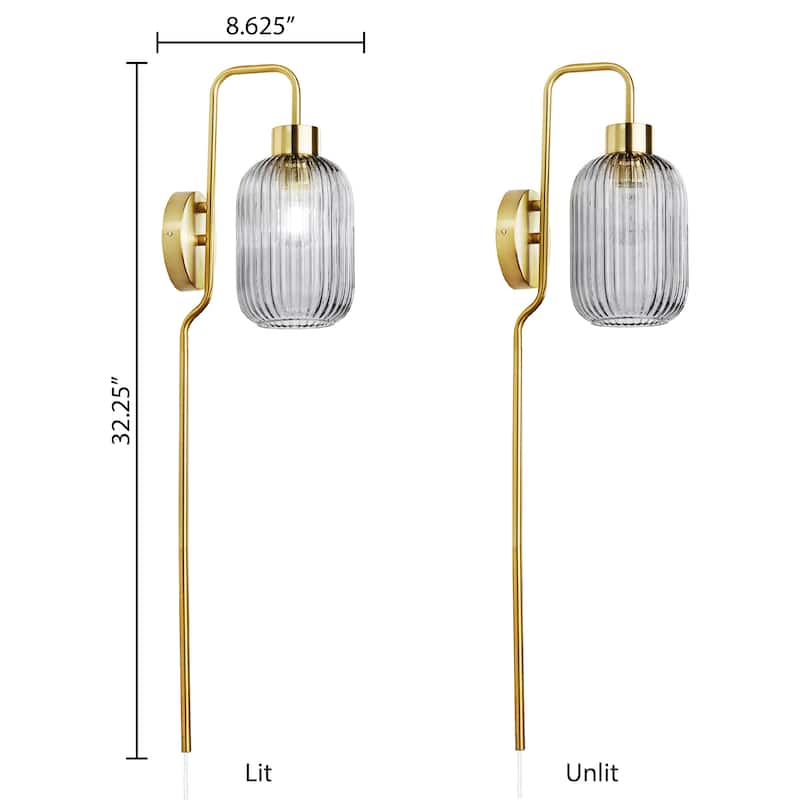 Adrienne River of Goods Smokey Glass and Metal Retro Wall Sconce - 5.375" x 8.625" x 32.25"