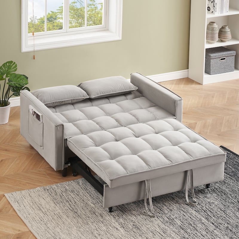 55" 3-in-1 Double Pull-Out Sofa Bed for Living Room