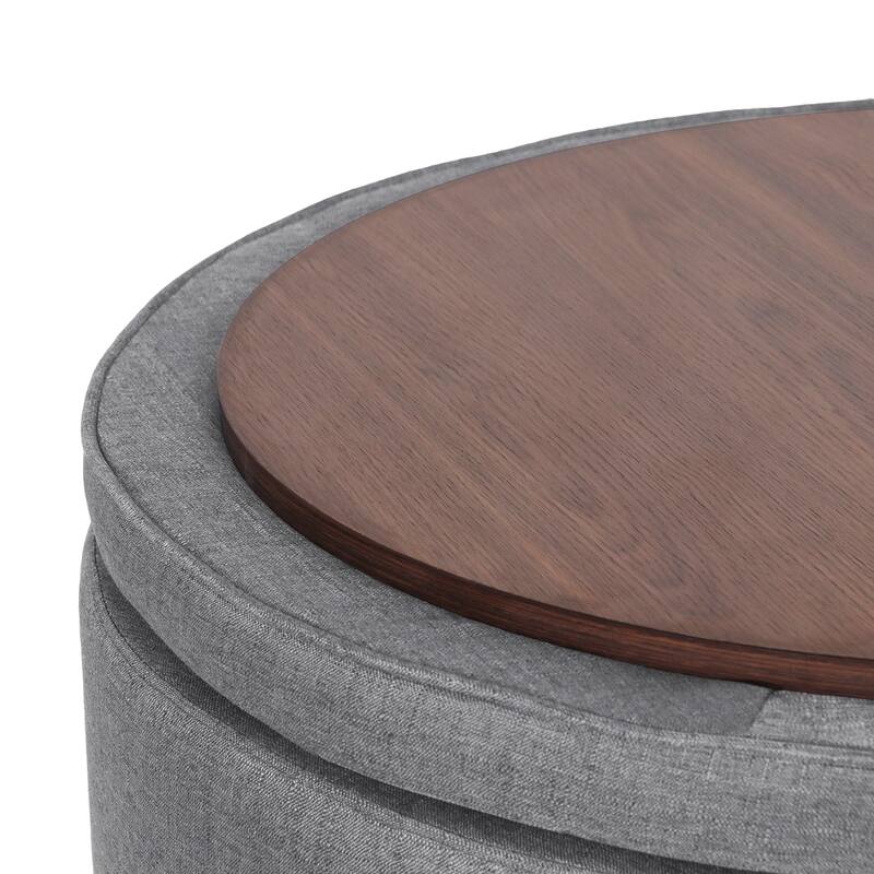 Maypex 32" Tufted Round Storage Cocktail Ottoman