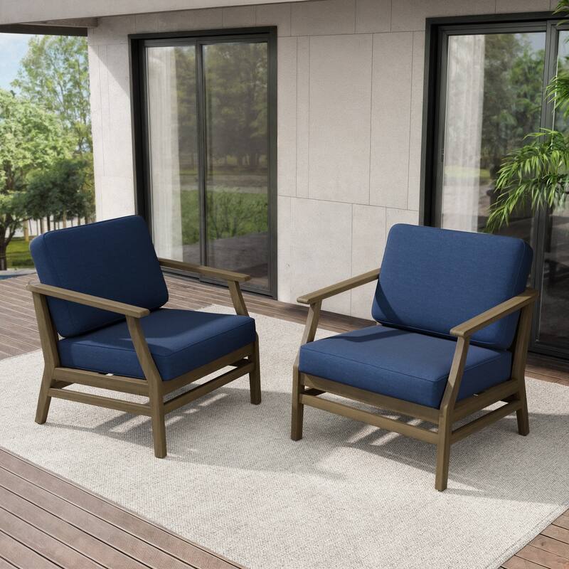 Teak Outdoor Patio Club Chairs Loveseat with Cushions