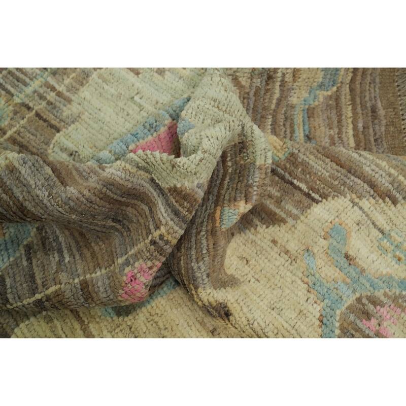 Hand Knotted Oriental 100% Wool Carpet Transitional All-Over Brown Oushak Area Rug - 17' 8'' X 12' 0''