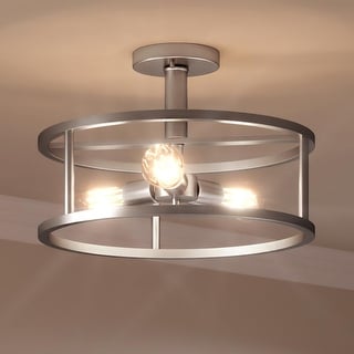 Luxury Scandinavian Ceiling Light, 10.5"H x 15"W, with Modern Style, Brushed Nickel, by Urban Ambiance