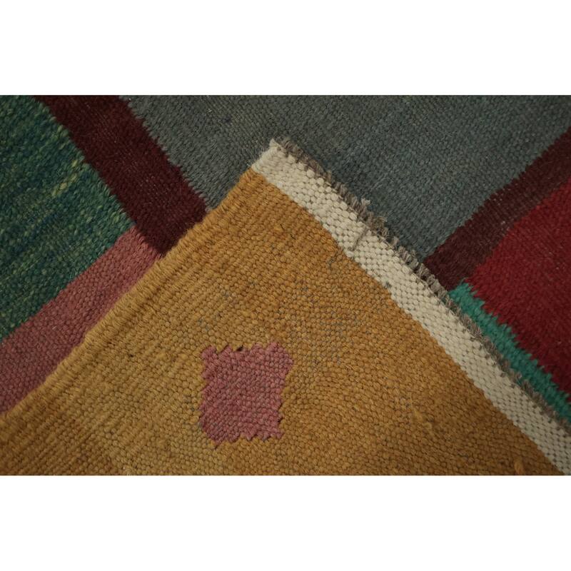 Hand Woven Oriental 100% Wool Carpet Southwestern Tribal Greys & Charcoal Kilim Area Rug - 14' 8'' X 9' 9''