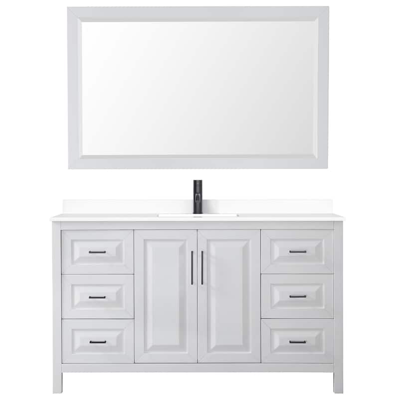 Daria 60 Inch Single Vanity, Cultured Marble Top, 58 Inch Mirror