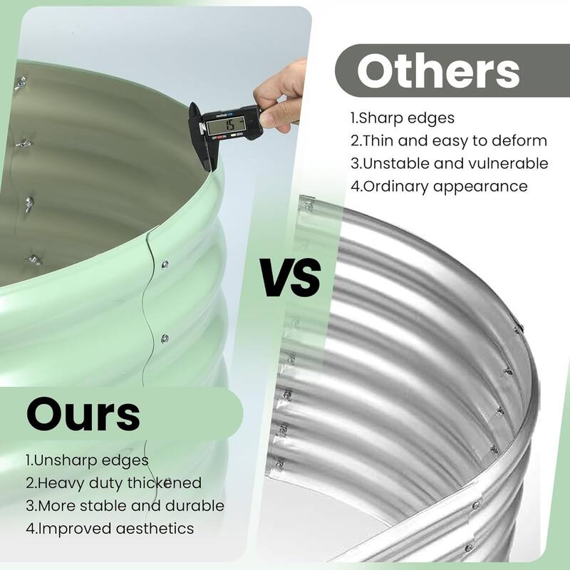 2-Pack Galvanized Steel Oval Raised Garden Beds (6*3*1.5FT) - Large Metal Planter Box with Open Base Off-White